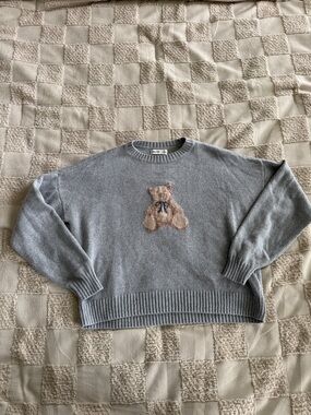 Hollister Easy Teddy Bear Graphic Crew Sweater size XS Oversized